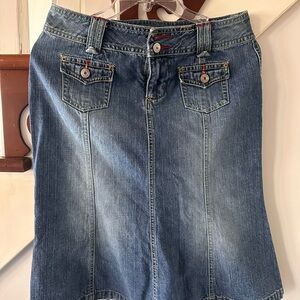 UNIONBAY Denim Skirt with Red Stitching